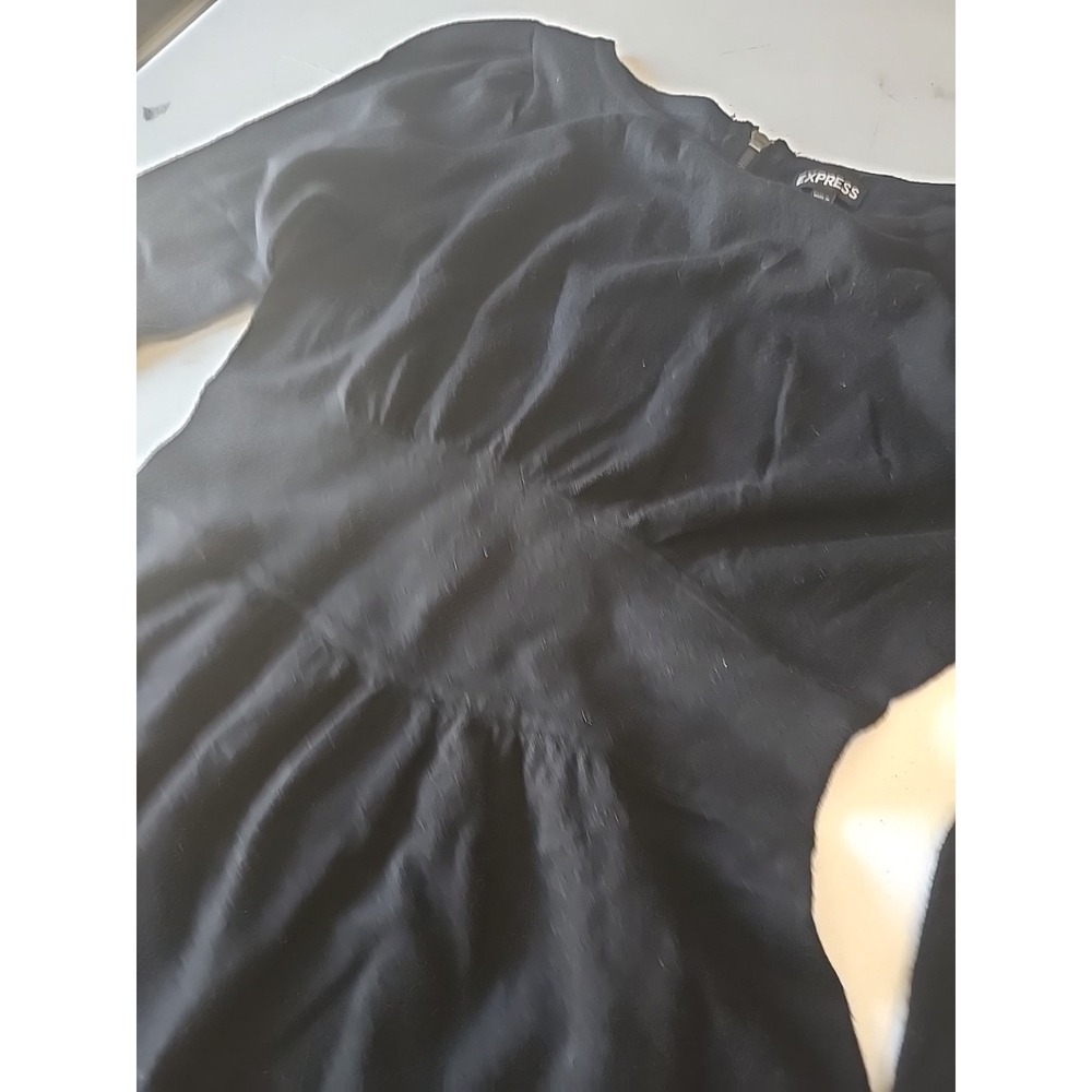 Express Sweater Dress Black With 3/4 Sleeves Zipper Embellishment On Back Size M - Picture 3 of 5